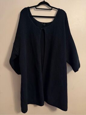 ellos Black Textured Knit Open-Front Sweater